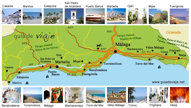 Plano de costa del sol - Málaga - Andalucía - España